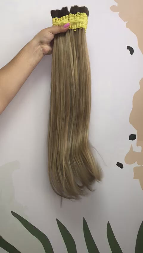 Cabelo Humano Vietnamita Loiro Mesclado 55cm-100g Mega Hair